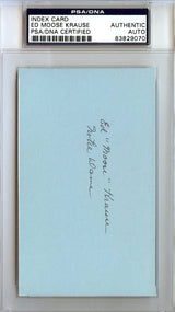 Ed "Moose" Krause Autographed 3x5 Index Card Notre Dame Fighting Irish PSA/DNA #83829070