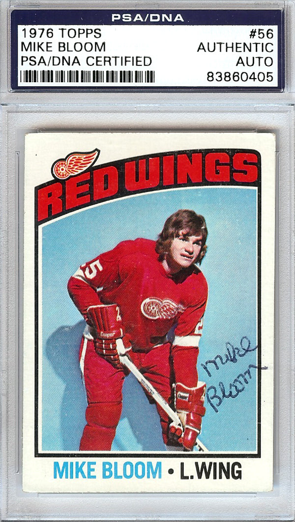 Mike Bloom Autographed 1976 Topps Card #56 Detroit Red Wings PSA/DNA #83860405