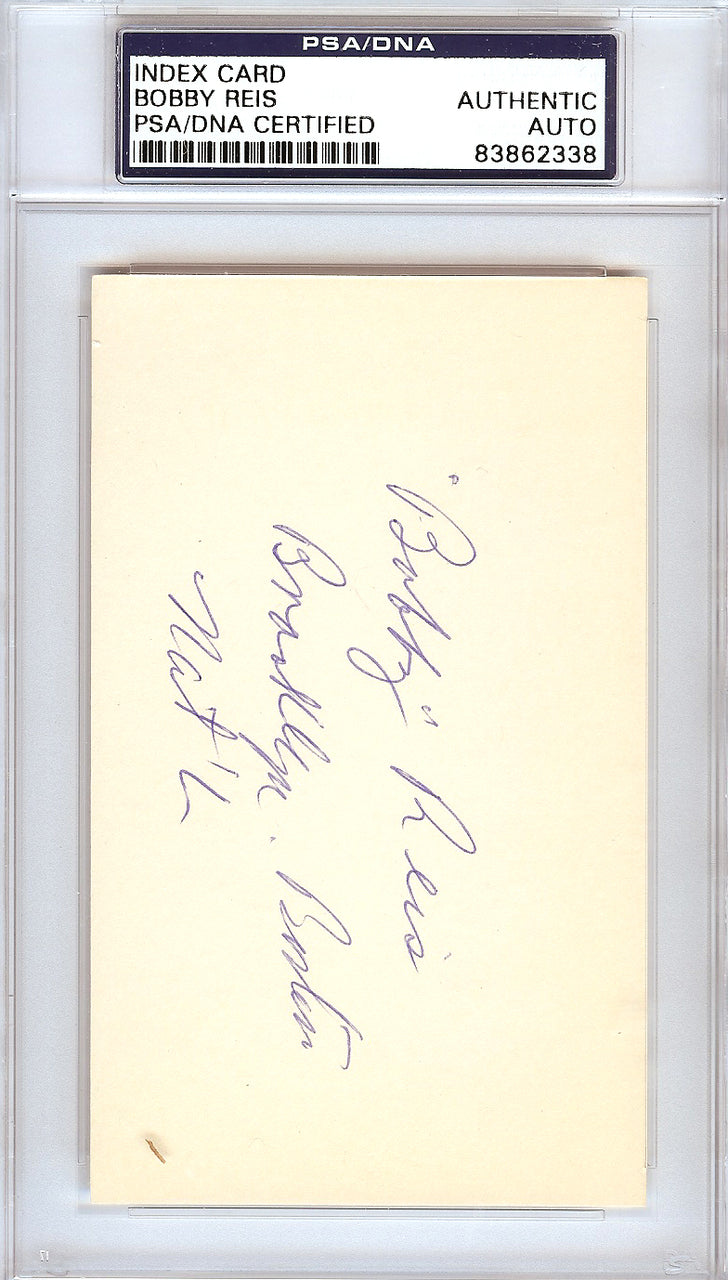 Bobby Reis Autographed 3x5 Index Card Brooklyn Dodgers, Boston Braves PSA/DNA #83862338