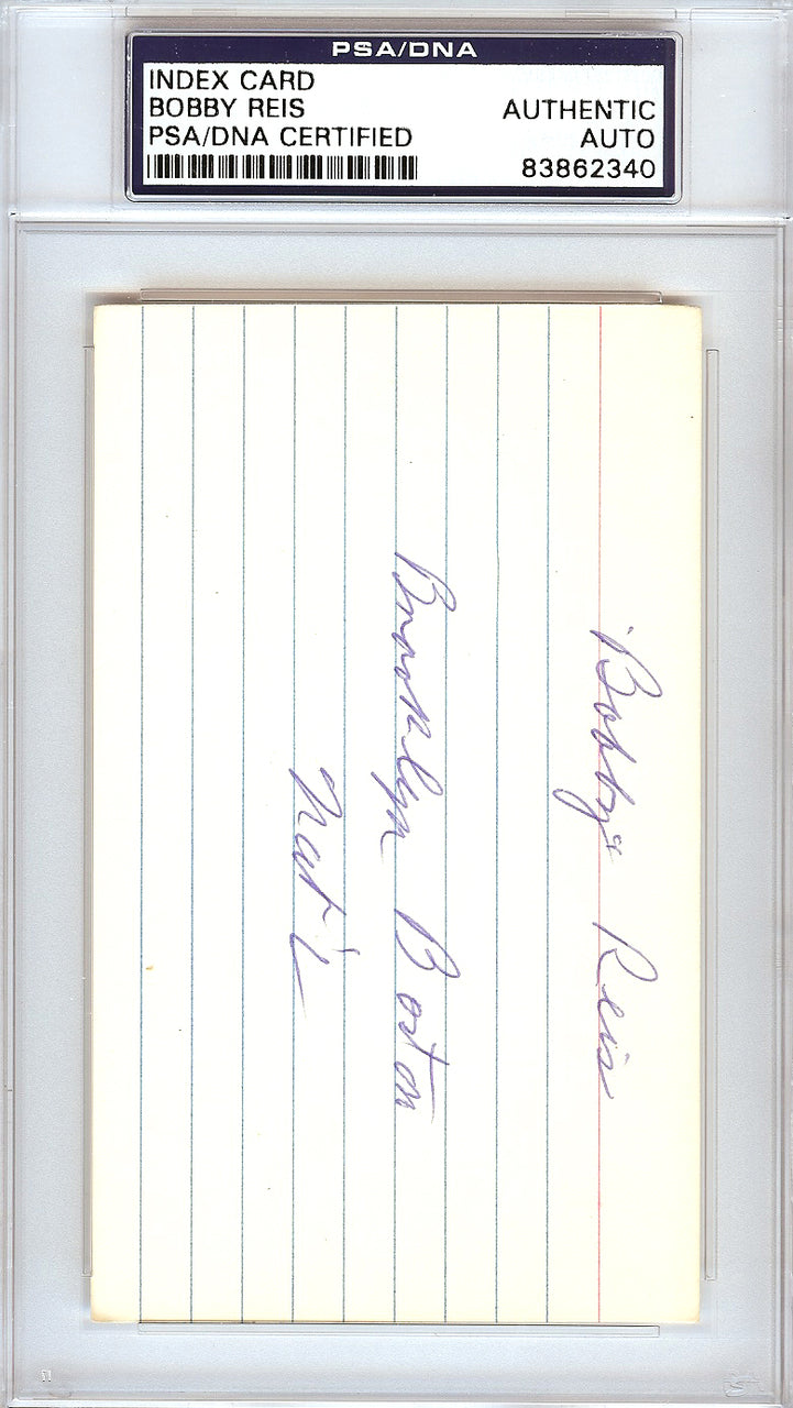 Bobby Reis Autographed 3x5 Index Card Brooklyn Dodgers, Boston Braves PSA/DNA #83862340