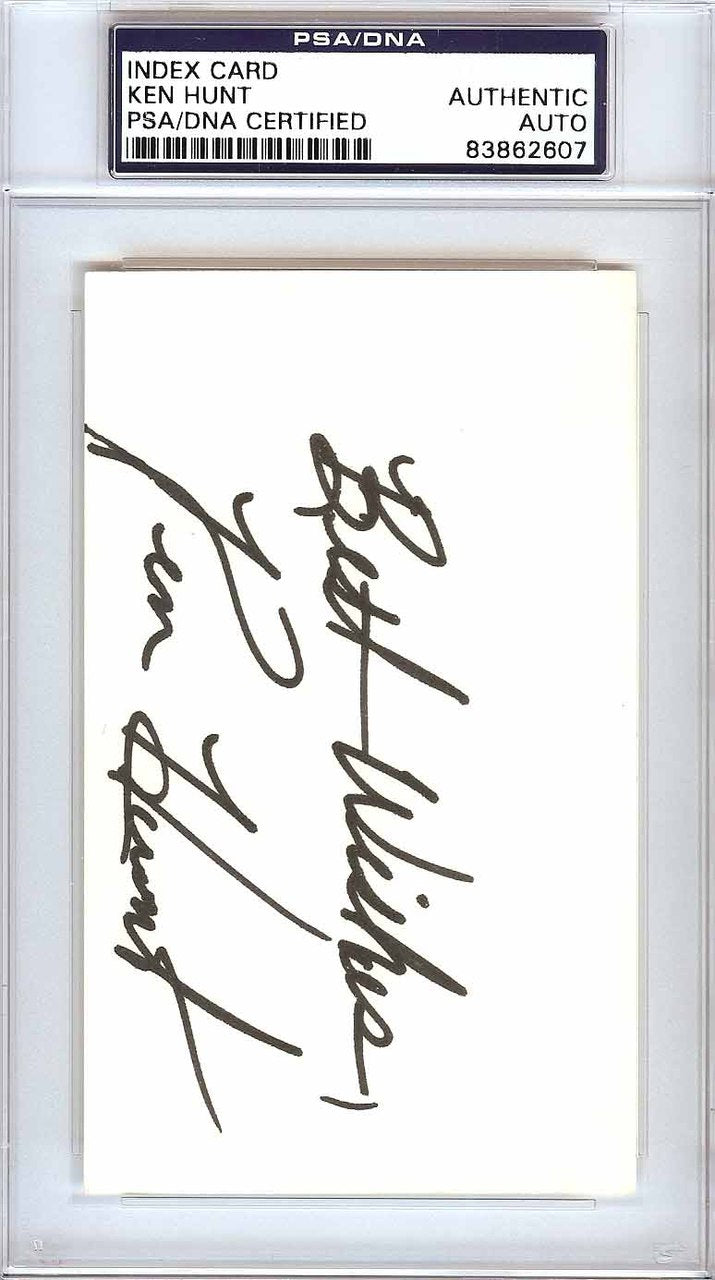 Ken Hunt Autographed 3x5 Index Card New York Yankees, Los Angeles Angels "Best Wishes" PSA/DNA #83862607