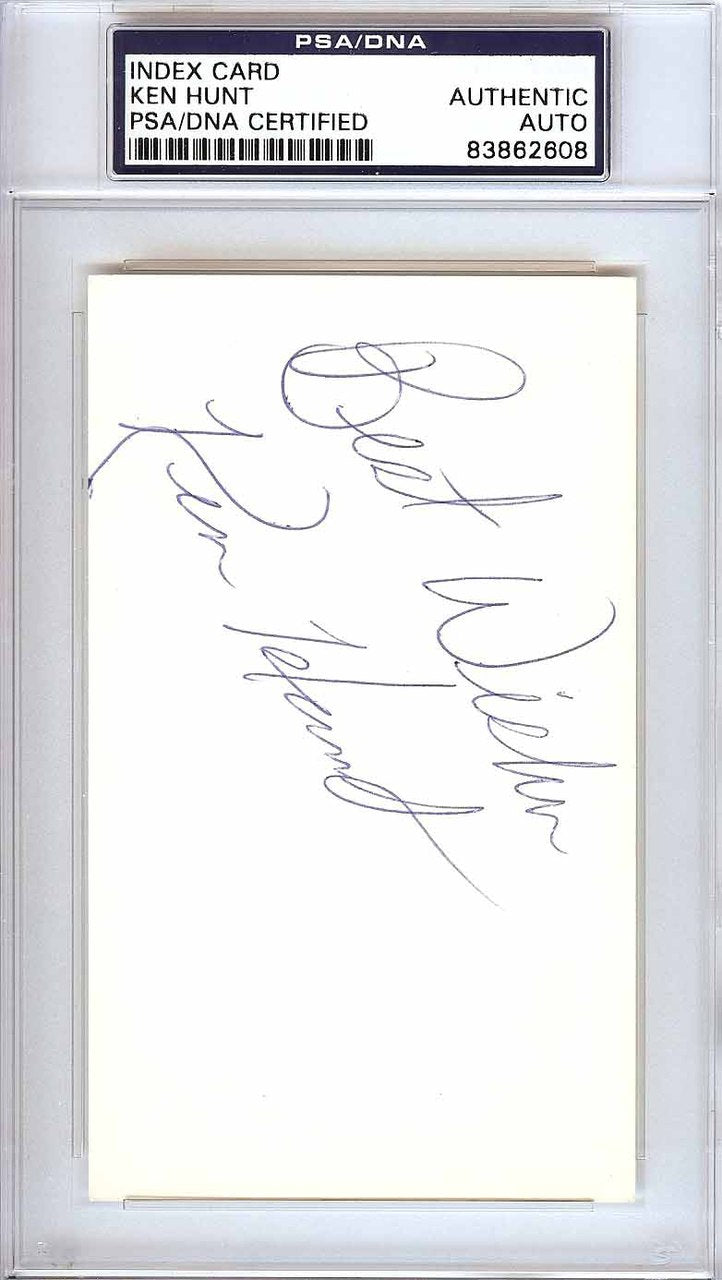 Ken Hunt Autographed 3x5 Index Card New York Yankees, Los Angeles Angels "Best Wishes" PSA/DNA #83862608