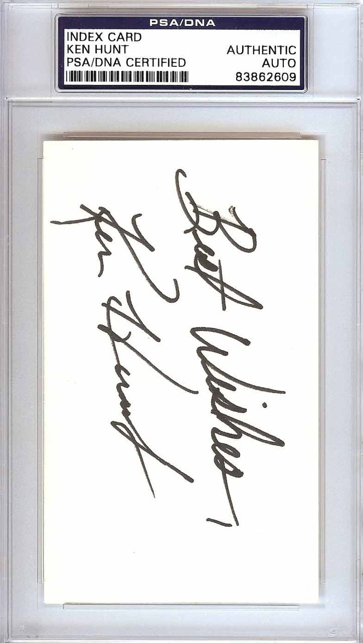 Ken Hunt Autographed 3x5 Index Card New York Yankees, Los Angeles Angels "Best Wishes" PSA/DNA #83862609