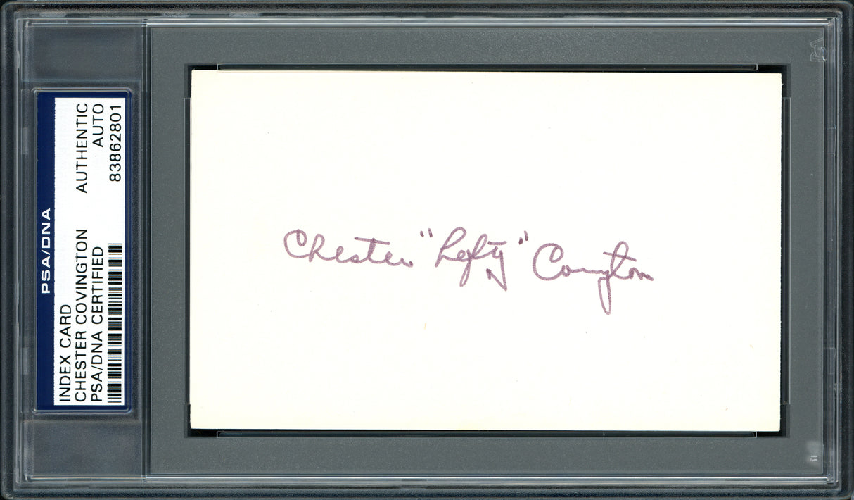 Chester Chet "Lefty" Covington Autographed 3x5 Index Card Philadelphia Phillies PSA/DNA #83862801