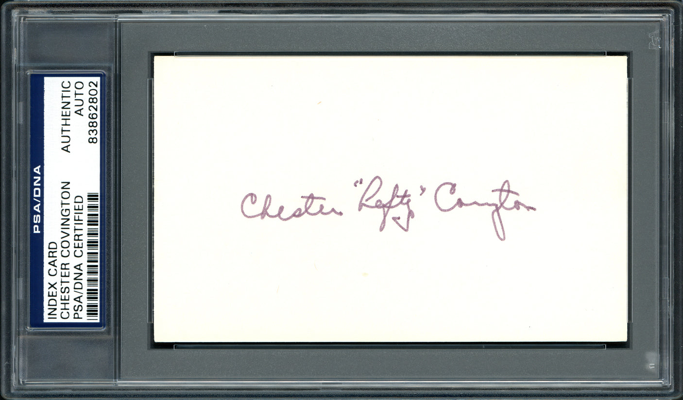 Chester Chet "Lefty" Covington Autographed 3x5 Index Card Philadelphia Phillies PSA/DNA #83862802