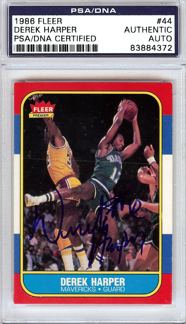 Derek Harper Autographed 1986 Fleer Card #44 Dallas Mavericks PSA/DNA #83884372