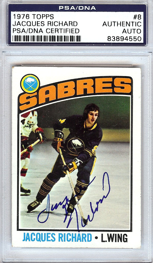 Jacques Richard Autographed 1976 Topps Card #8 Buffalo Sabres PSA/DNA #83894550