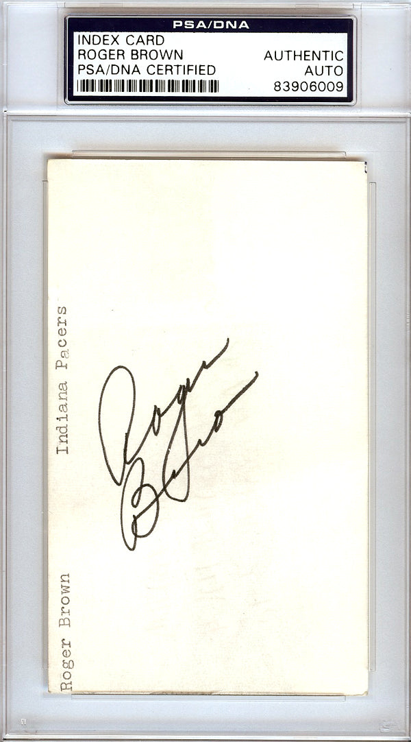 Roger Brown Autographed 3x5 Index Card Indiana Pacers PSA/DNA #83906009