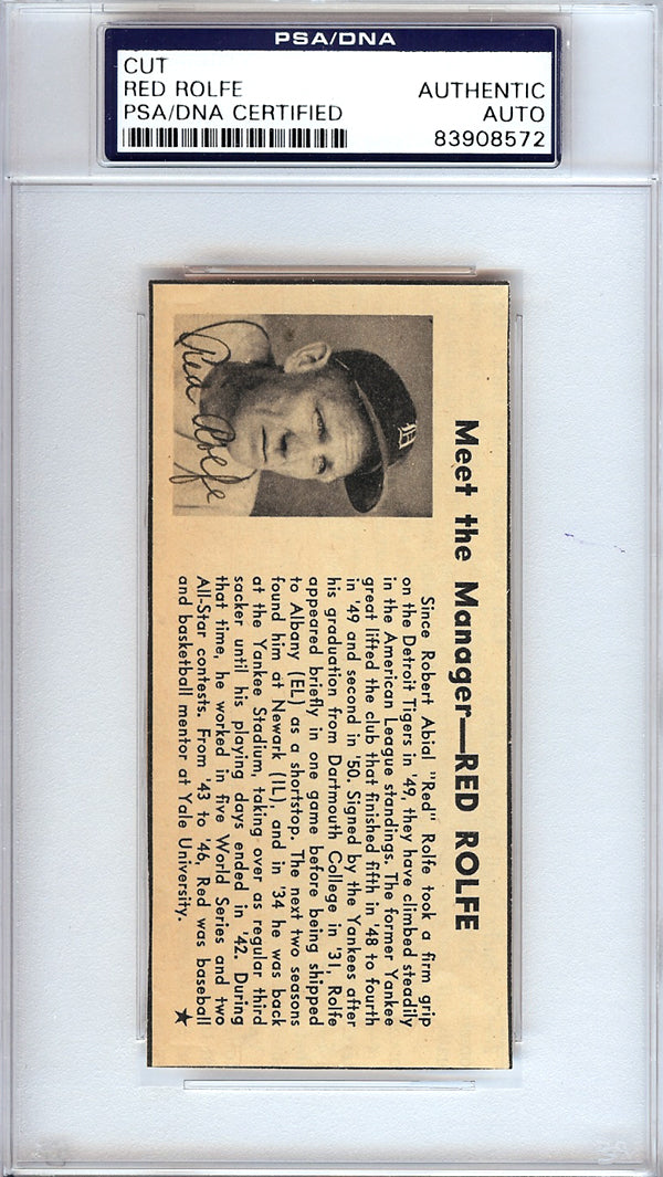 Red Rolfe Autographed 2x4.5 Newspaper Page Photo New York Yankees, Detroit Tigers PSA/DNA #83908572