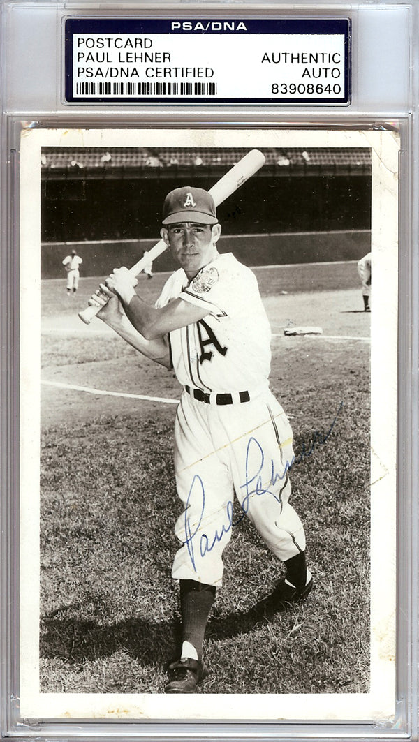 Paul Lehner Autographed 3.5x5.5 Postcard Philadelphia A's PSA/DNA #83908640