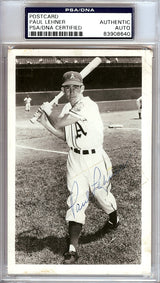 Paul Lehner Autographed 3.5x5.5 Postcard Philadelphia A's PSA/DNA #83908640