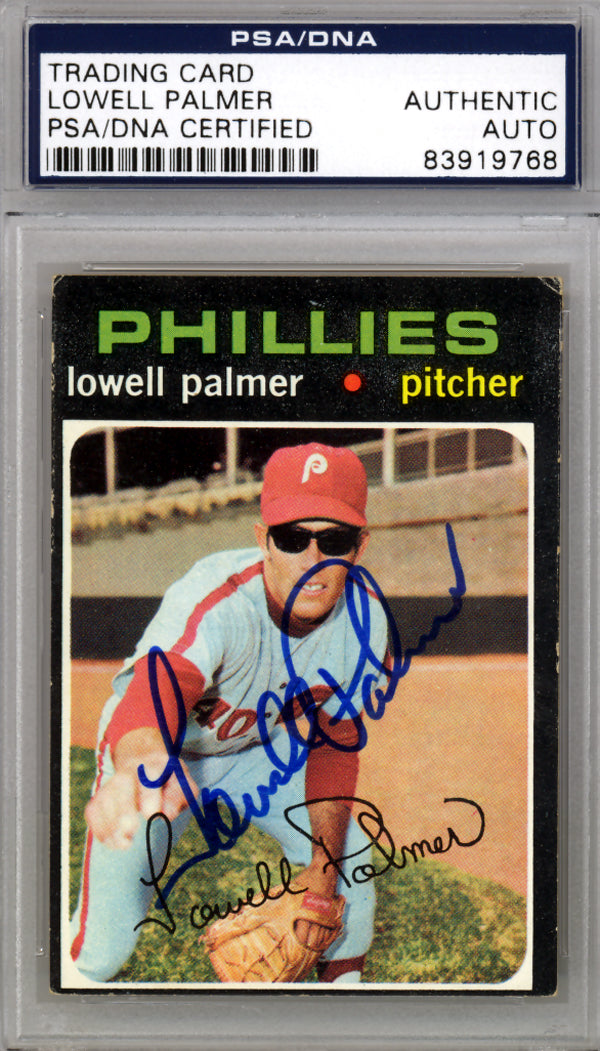 Lowell Palmer Autographed 1971 Topps Card #554 Philadelphia Phillies PSA/DNA #83919768