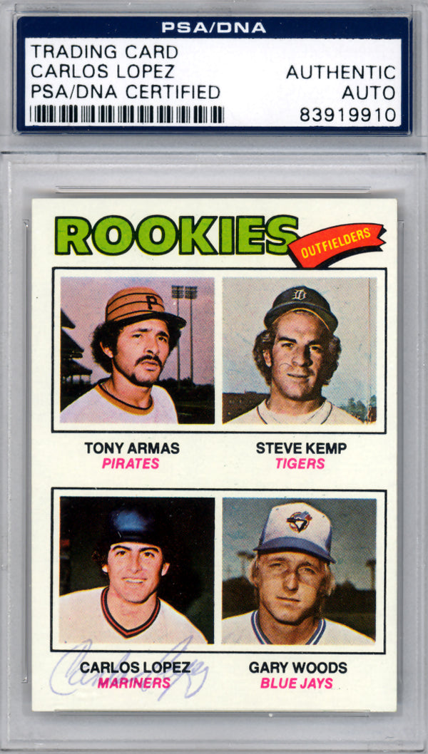 Carlos Lopez Autographed 1977 Topps Rookie Card #492 Seattle Mariners PSA/DNA #83919910