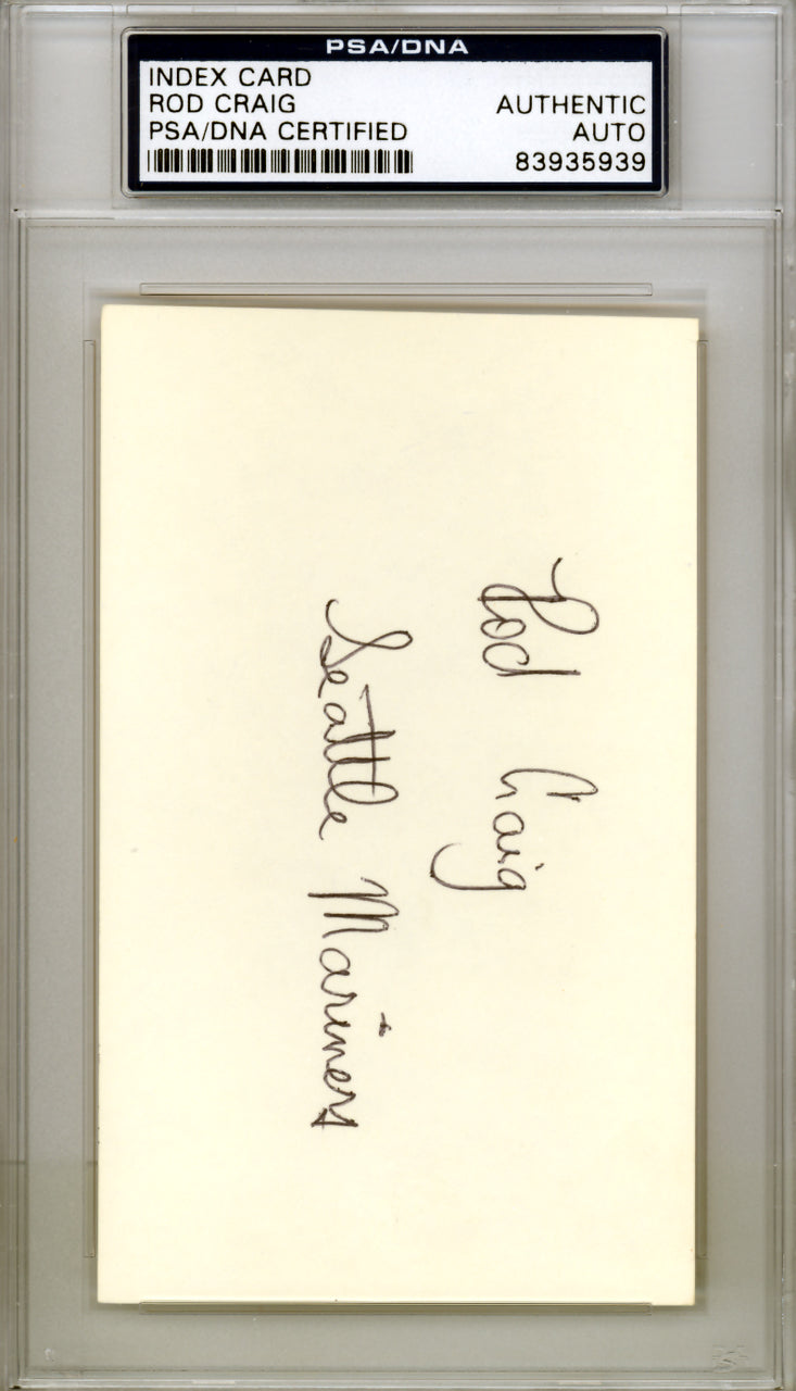 Rod Rodney Craig Autographed 3x5 Index Card Seattle Mariners PSA/DNA #83935939