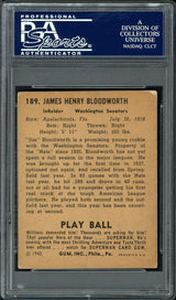 Jimmy Bloodworth Autographed 1940 Play Ball Rookie Card #189 Washington Senators PSA/DNA #83986443