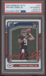 2024 Donruss Optic Michael Penix Jr Rated Rookie #279 Red Ink Auto PSA AUTO 10