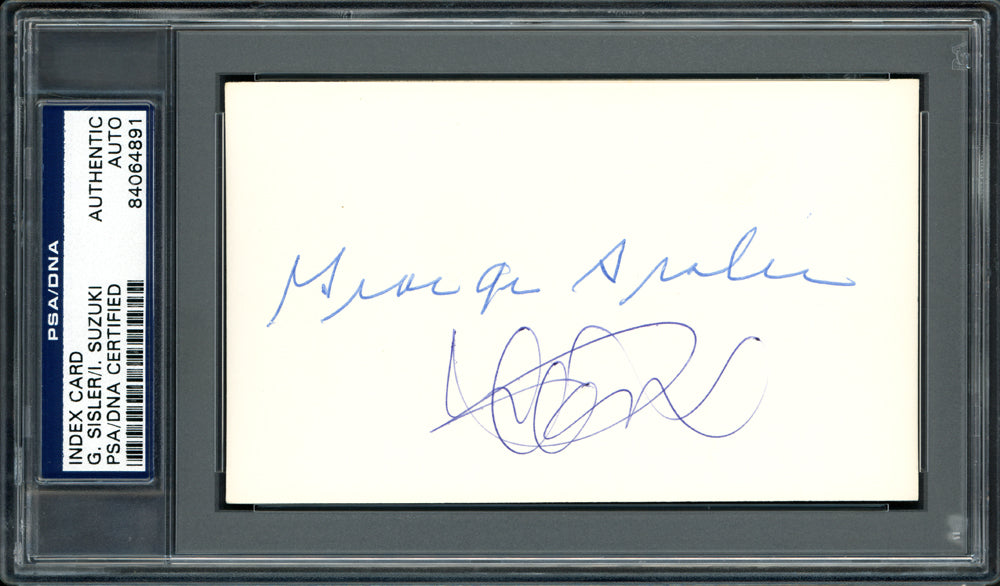 Ichiro Suzuki & George Sisler Autographed 3x5 Index Card PSA/DNA #84064891