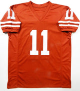 Major Applewhite Autographed Orange College Style Jersey w/ Hook Em- JSA W Auth