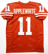 Major Applewhite Autographed Orange College Style Jersey w/ Hook Em- JSA W Auth