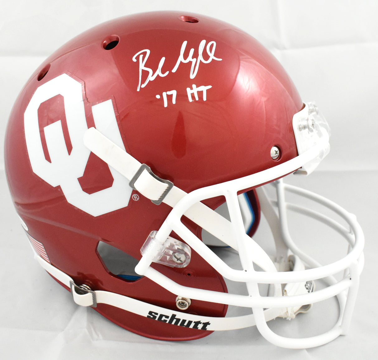 Baker Mayfield Autographed Oklahoma Sooners F/S Schutt Helmet HT - Beckett W