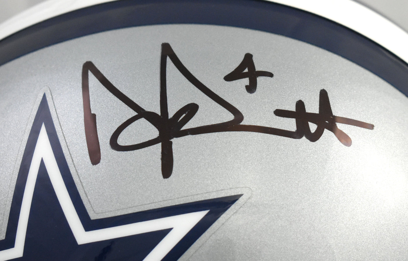 Dak Prescott Autographed Dallas Cowboys F/S Helmet - Beckett W