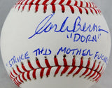 Corbin Bernsen Autographed Rawlings OML Baseball "Dorn" & STMFO - JSA W Auth