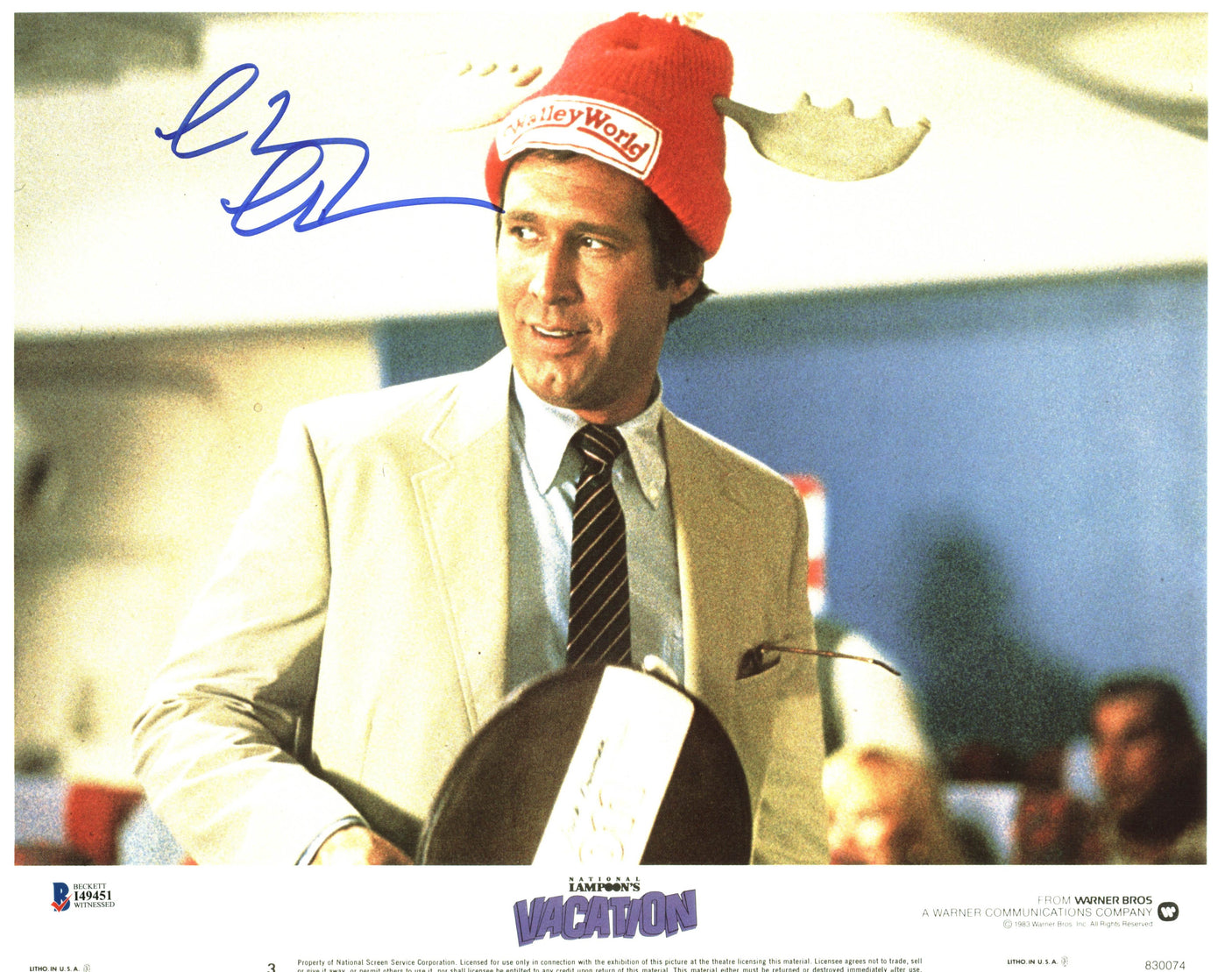 Chevy Chase Lampoon's Vacation Signed 11X14 Lobby Card Photo BAS Witnessed 13