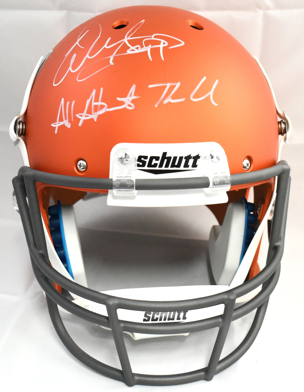 Warren Sapp Autographed Miami F/S Schutt Helmet All About the U - JSA W *White