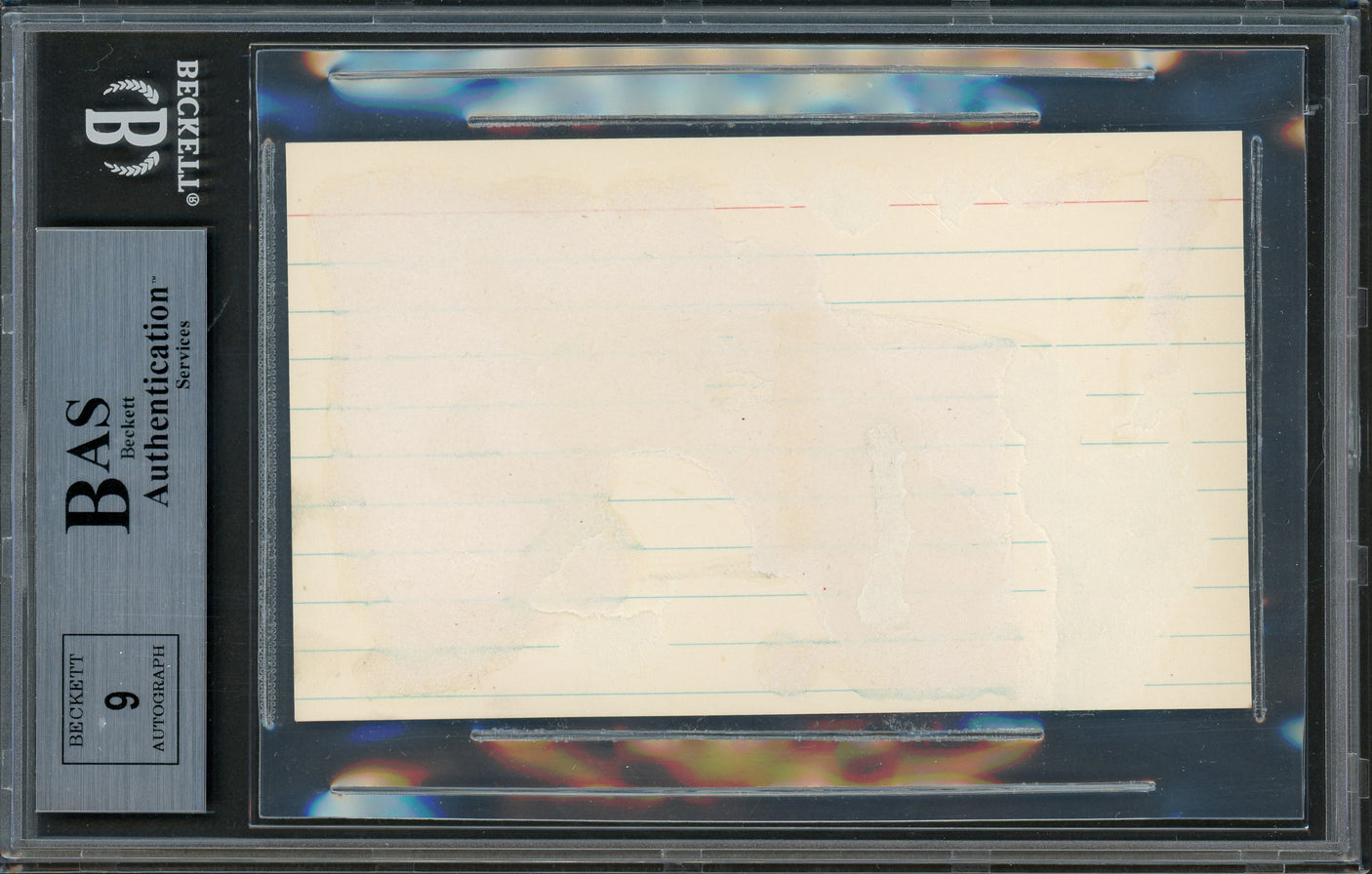 Frank "Home Run" Baker Autographed 3x5 Index Card Philadelphia A's Auto Grade Mint 9 "3rd Base" Beckett BAS #13264844