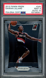 Damian Lillard Autographed 2012-13 Panini Prizm Rookie Card #245 Portland Trail Blazers PSA 9 Auto Grade Gem Mint 10 On Card PSA/DNA #63156061