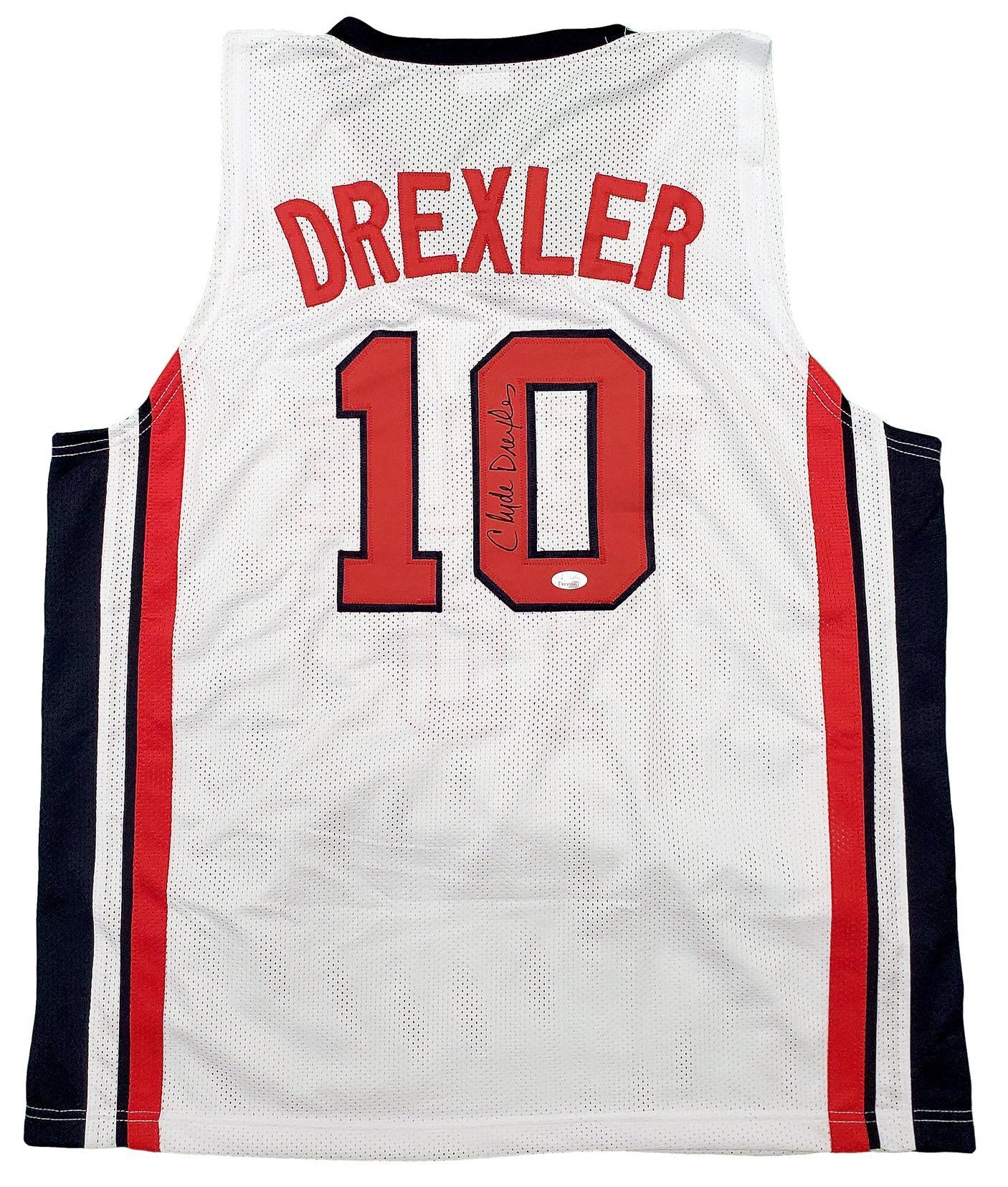 Team USA Clyde Drexler Autographed White Jersey JSA Stock #197003