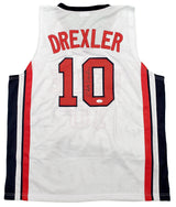 Team USA Clyde Drexler Autographed White Jersey JSA Stock #197003