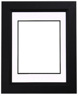 Custom DIY Frame for 8x10, 11x14, or 16x20 Photo - Premium Black 2" Frame with White/Black Double Matting