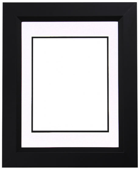 Custom DIY Frame for 8x10, 11x14, or 16x20 Photo - Premium Black 2" Frame with White/Black Double Matting