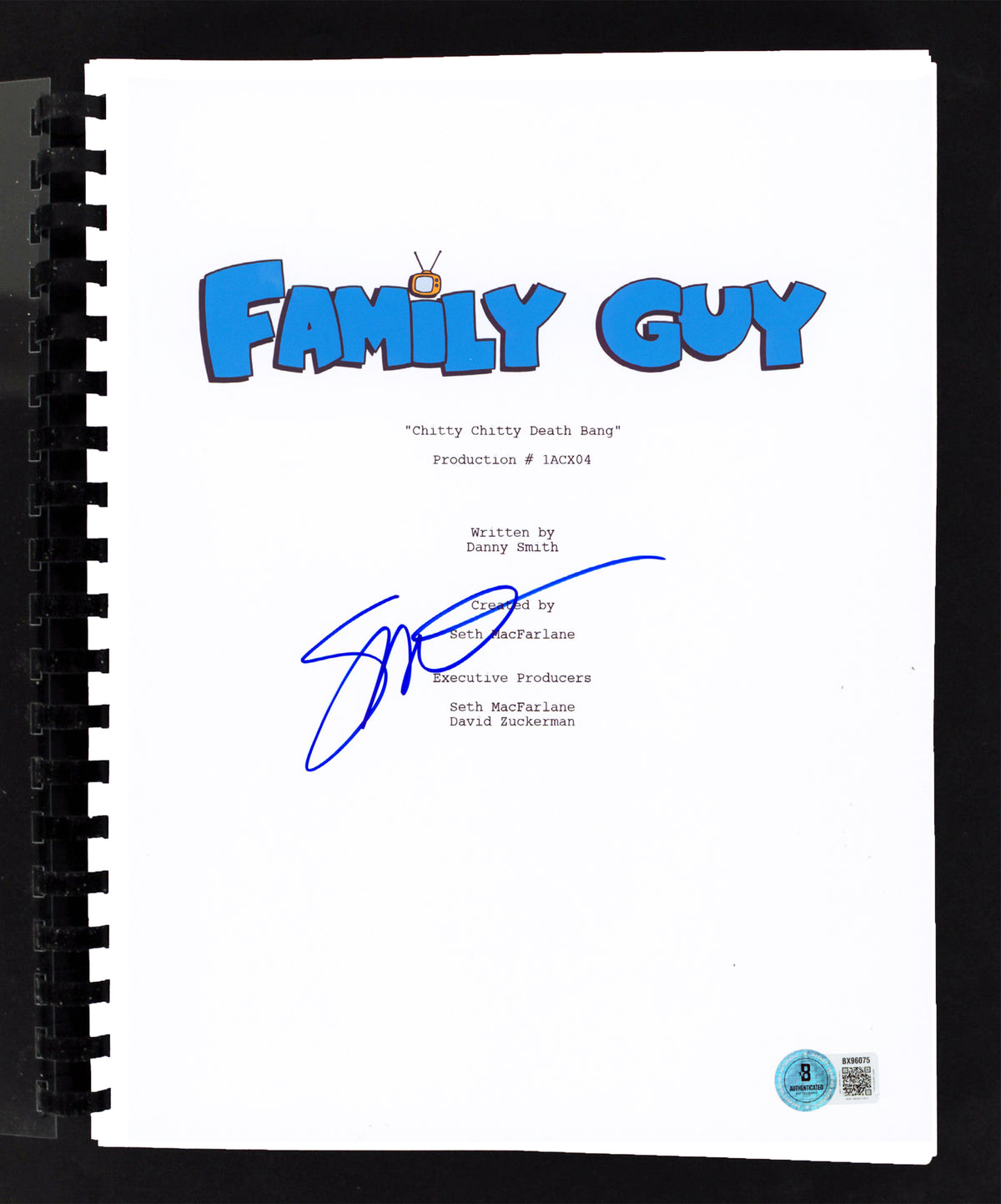 Seth MacFarlane Family Guy Authentic Signed Tv Script Autographed BAS #BX96075