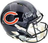 Justin Fields Autographed Chicago Bears Blue Full Size Authentic Speed Helmet Beckett BAS QR Stock #194774