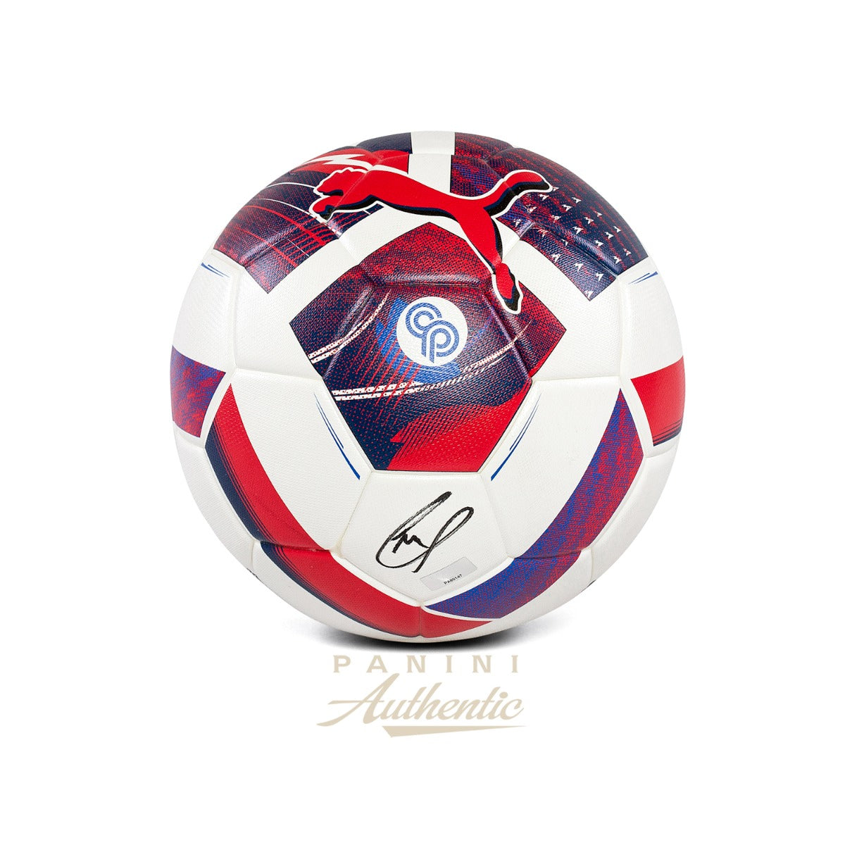 Christian Pulisic Autographed Red/White/Blue Puma CP10 Performance Soccer Ball Panini