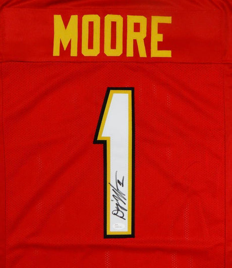 DJ Moore Autographed Red College Style Jersey- JSA W Authenticated *1
