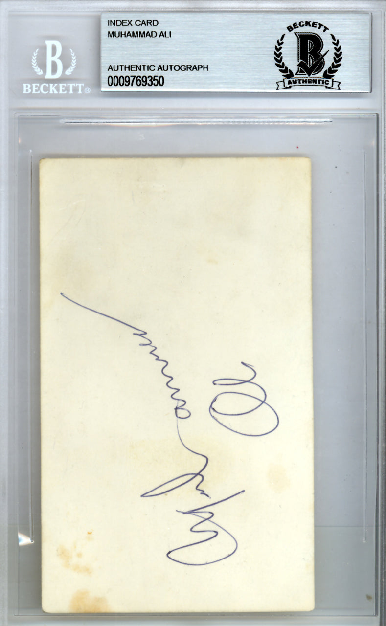 Muhammad Ali Autographed 3x5 Index Card Vintage Beckett BAS #9769350