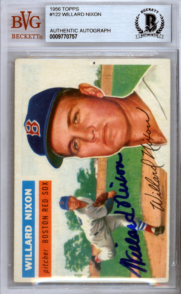 Willard Nixon Autographed 1956 Topps Card #122 Boston Red Sox Beckett BAS #9770757