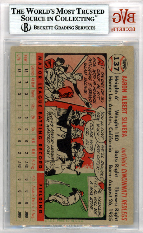 Al Silvera Autographed 1956 Topps Card #137 Cincinnati Reds Beckett BAS #9770769