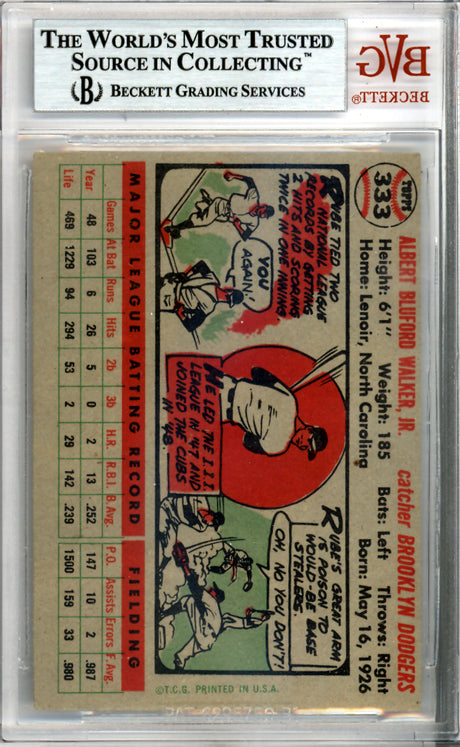 Rube Walker Autographed 1956 Topps Card #333 Brooklyn Dodgers Beckett BAS #9770900