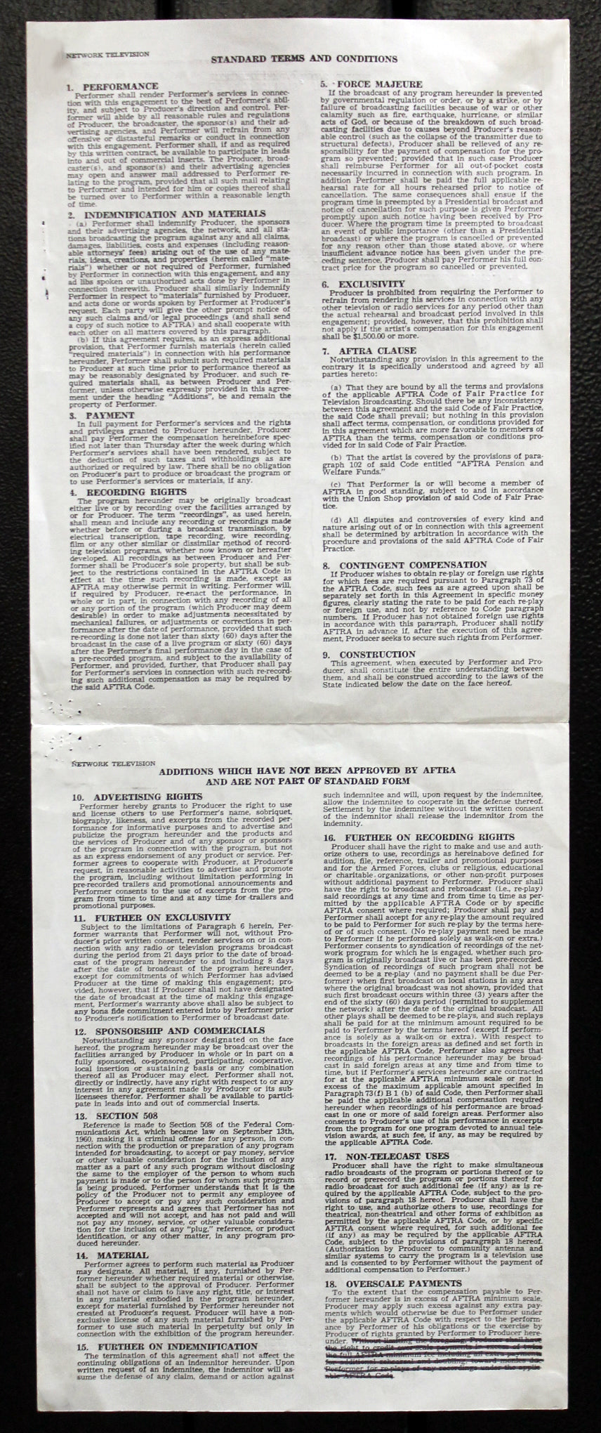 Lorne Greene Bonanza Signed Macy's Thanksgiving Day Parade Contract PSA #C68129