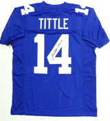 Y.A. Tittle Autographed Blue Pro Style Jersey W/ HOF- JSA W Authenticated *Up 4