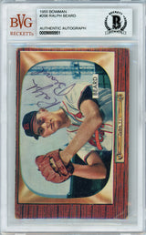 Ralph Beard Autographed 1955 Bowman Card #206 St. Louis Cardinals Beckett BAS #9888951