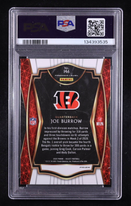 Joe Burrow Signed 2020 Panini Select Silver Prizm #146 RC PSA 9 Auto 10