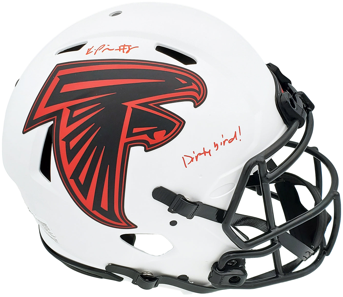 Kyle Pitts Autographed Atlanta Falcons Lunar Eclipse White Full Size Authentic Speed Helmet "Dirty Bird" Beckett BAS QR Stock #197063
