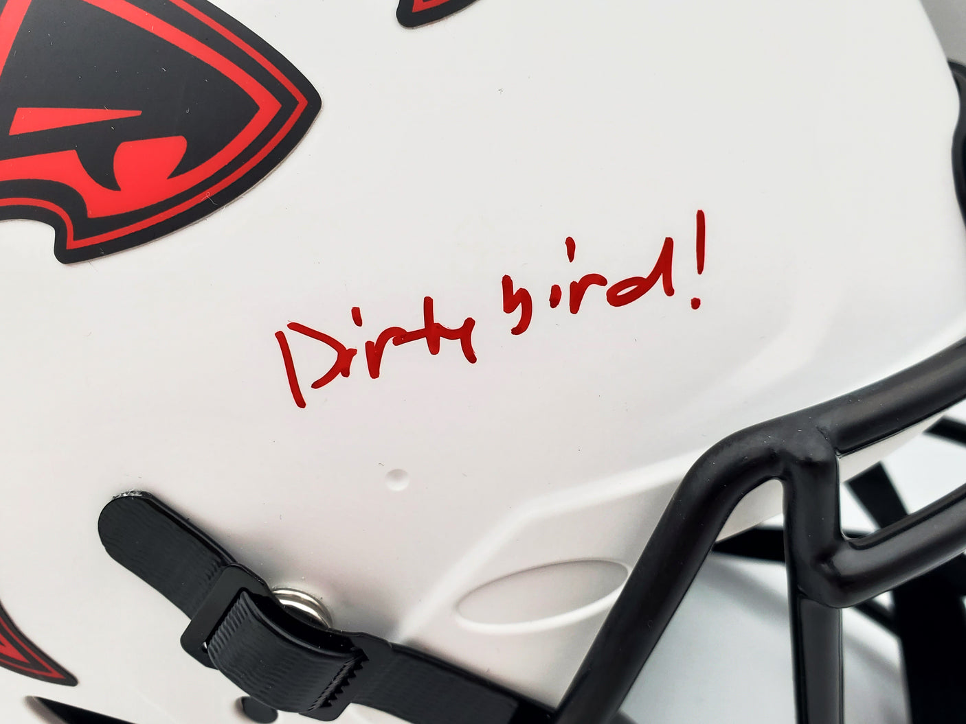 Kyle Pitts Autographed Atlanta Falcons Lunar Eclipse White Full Size Authentic Speed Helmet "Dirty Bird" Beckett BAS QR Stock #197063