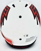 Kyle Pitts Autographed Atlanta Falcons Lunar Eclipse White Full Size Authentic Speed Helmet "Dirty Bird" Beckett BAS QR Stock #197063