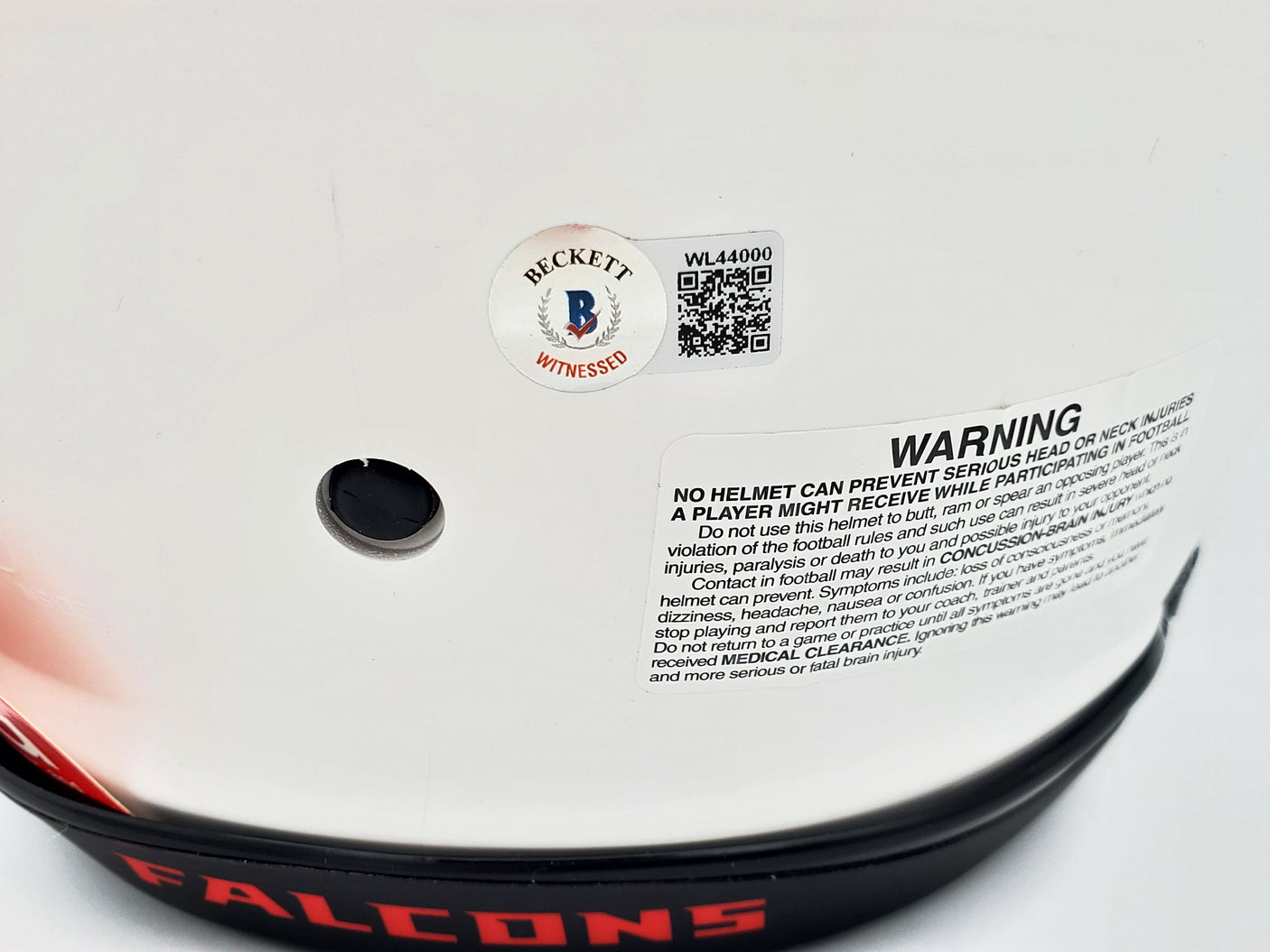 Kyle Pitts Autographed Atlanta Falcons Lunar Eclipse White Full Size Authentic Speed Helmet "Dirty Bird" Beckett BAS QR Stock #197063